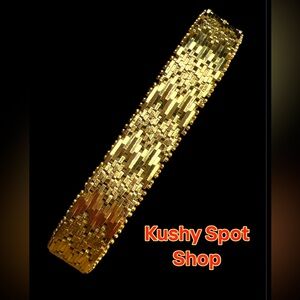 Vintage✨ 18k GP 925 Sterling Silver Weave Design MBC ITALY 11.2mm Thick Bracelet